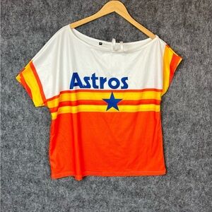 Astros Women's Orange and White Top Size 2XL Multi Color Houston Astros Team